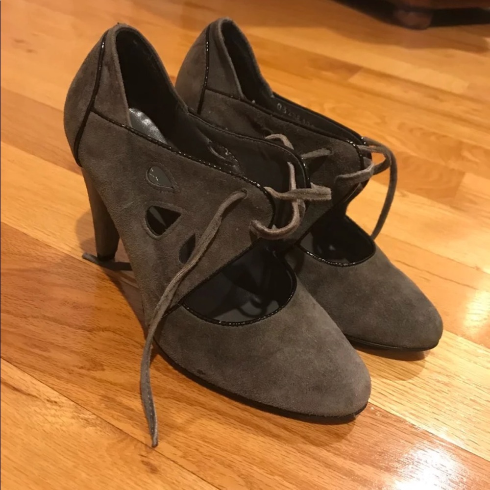 Grey suede heels